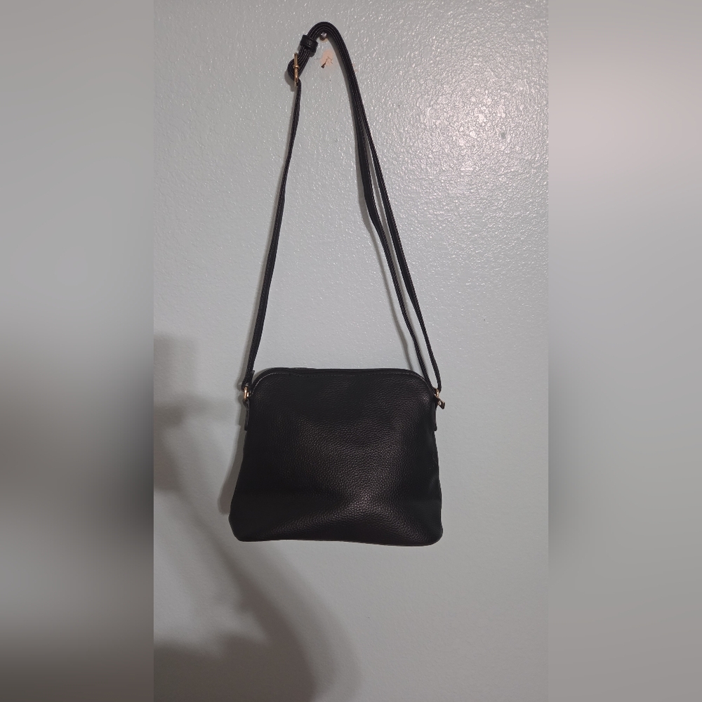 Rebecca & Rifka Black Faux Leather Crossbody Bag with Gold Accents - Picture 6 of 8